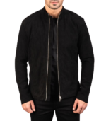 Charcoal Black Suede Biker Jacket - Image 3