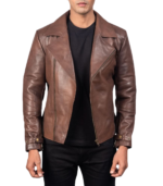 Raiden Brown Leather Biker Jacket - Image 3