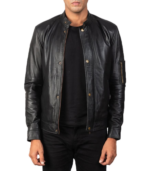 Men's Black Leather Biker Jacket – Sune - Image 3