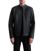 Zen Matte Black Leather Biker Jacket - Image 3