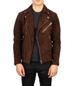 Armand Mocha Suede Biker Jacket - Image 3