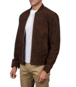 Blain Mocha Suede Bomber Jacket - Image 3