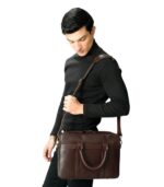 The Captain Vintage Brown Leather Briefcase - Image 2