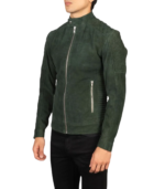 Fernando Quilted Green Suede Biker Jacket - Image 3