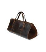 Full-Grain Brown Leather Firewood Log Carrier - Image 3