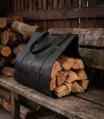 Genuine Black leather Firewood Holder - Image 3