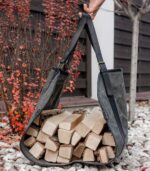 Greyish Wood Carrier With Black Strips - Image 3