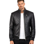 Moda Black Leather Bomber Jacket