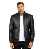 Moda Black Leather Bomber Jacket