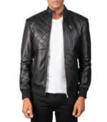 Moda Black Leather Bomber Jacket - Image 3