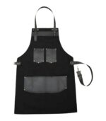 Nottinghamshire Black Canvas Apron with Leather Pocket - Image 4
