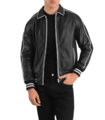 Cooper Black Leather Varsity Jacket - Image 4