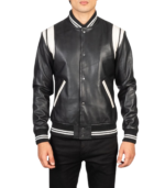 Dantee Black Leather Varsity Jacket - Image 4