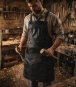 Black Full Grain Leather Apron - Rydal - Image 4