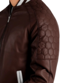 Pascal Maroon Leather Varsity Jacket - Image 4