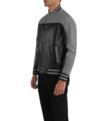 Terrance Black & Grey Leather Varsity Jacket - Image 4