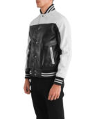 Terrance Black & White Leather Varsity Jacket - Image 4