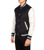 Vaxton Black & White Hybrid Varsity Jacket - Image 4
