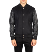 Vaxton Black Striped Hybrid Varsity Jacket - Image 4