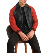 Walton Black & Red Leather Varsity Jacket - Image 4