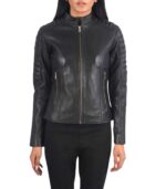 Adalyn Quilted Black Leather Biker Jacket - Image 4