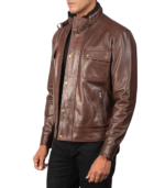 Darren Brown Leather Biker Jacket - Image 4