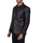 Men's Black Leather Blazer – Arne - Image 4