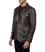 Men's Daron Brown Leather Blazer - Image 4