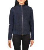 Rumella Blue Suede Biker Jacket - Image 4