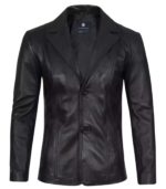 Men's Black Lapel Leather Blazer – Anders - Image 3