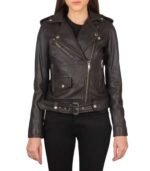 Alison Brown Leather Biker Jacket - Image 4