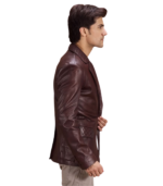 Radaron Quilted Maroon Leather Blazer - Image 4