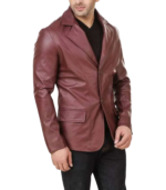Satin Lining Men's Leather Blazer - Image 4