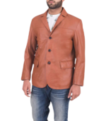 Men's Tan Brown Leather Blazer – Birger - Image 4