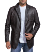 Men's Wine Black Leather Blazer – Dag - Image 4