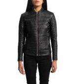 Cityscape Black Leather Biker Jacket - Image 3