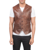 Auden Brown Leather Vest - Image 4