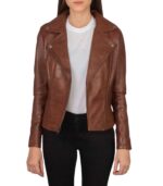 Flashback Brown Leather Biker Jacket - Image 4