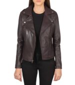Flashback Maroon Leather Biker Jacket - Image 4