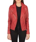 Flashback Red Leather Biker Jacket - Image 4