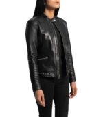 Haley Ray Black Leather Biker Jacket - Image 4