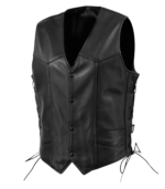 Men's Black Side-Lace Motorcycle Leather Vest – Snorre - Image 4
