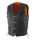Men's Black Buffalo-Nickel Closure Motorcycle Rider Vest – Atle - Image 4