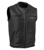 Men's Black Premium Club-Style Leather Vest – Helge - Image 4