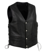 Men's Black Steerhide Motorcycle Leather Vest – Amund - Image 4