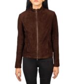 Women's Mocha Suede Biker Jacket – Liv - Image 4