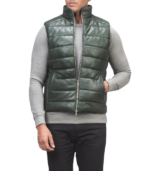 Reeves Green Leather Puffer Vest - Image 4