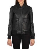 Westa A-2 Black Leather Bomber Jacket - Image 4