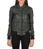 Westa A-2 Green Leather Bomber Jacket - Image 4