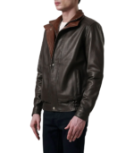 Alfred Brown Leather Bomber Jacket - Image 4